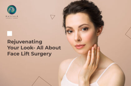 Face lift surgery rejuvenates skin. A girl showing the results